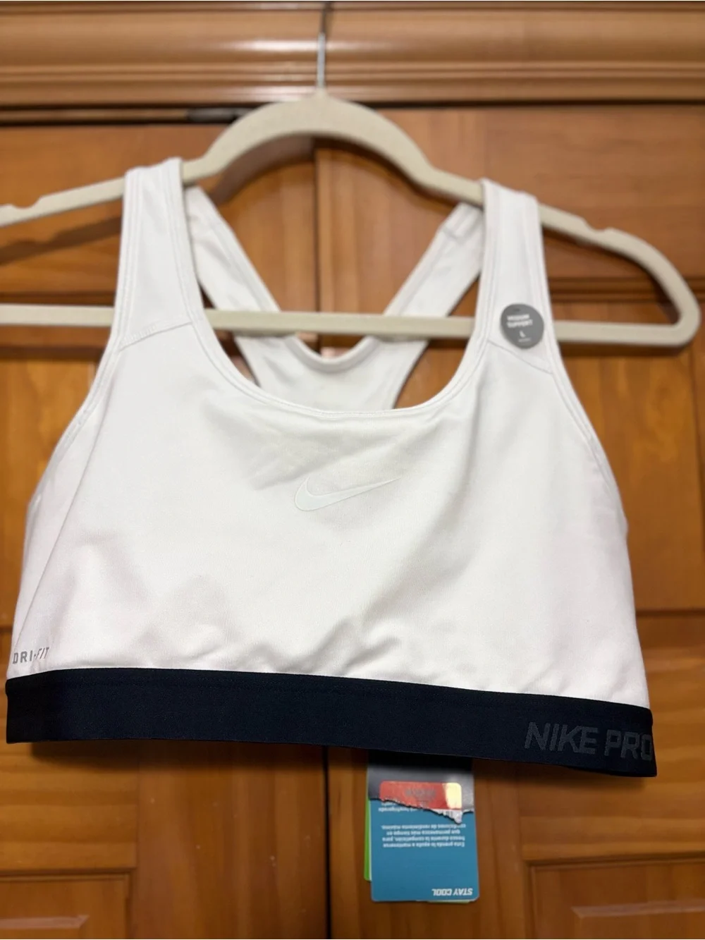 Nike White & Black Racerback Pro Sports Bra Size Large NWT